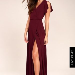 LULUS BURGUNDY WRAP MAXI DRESS